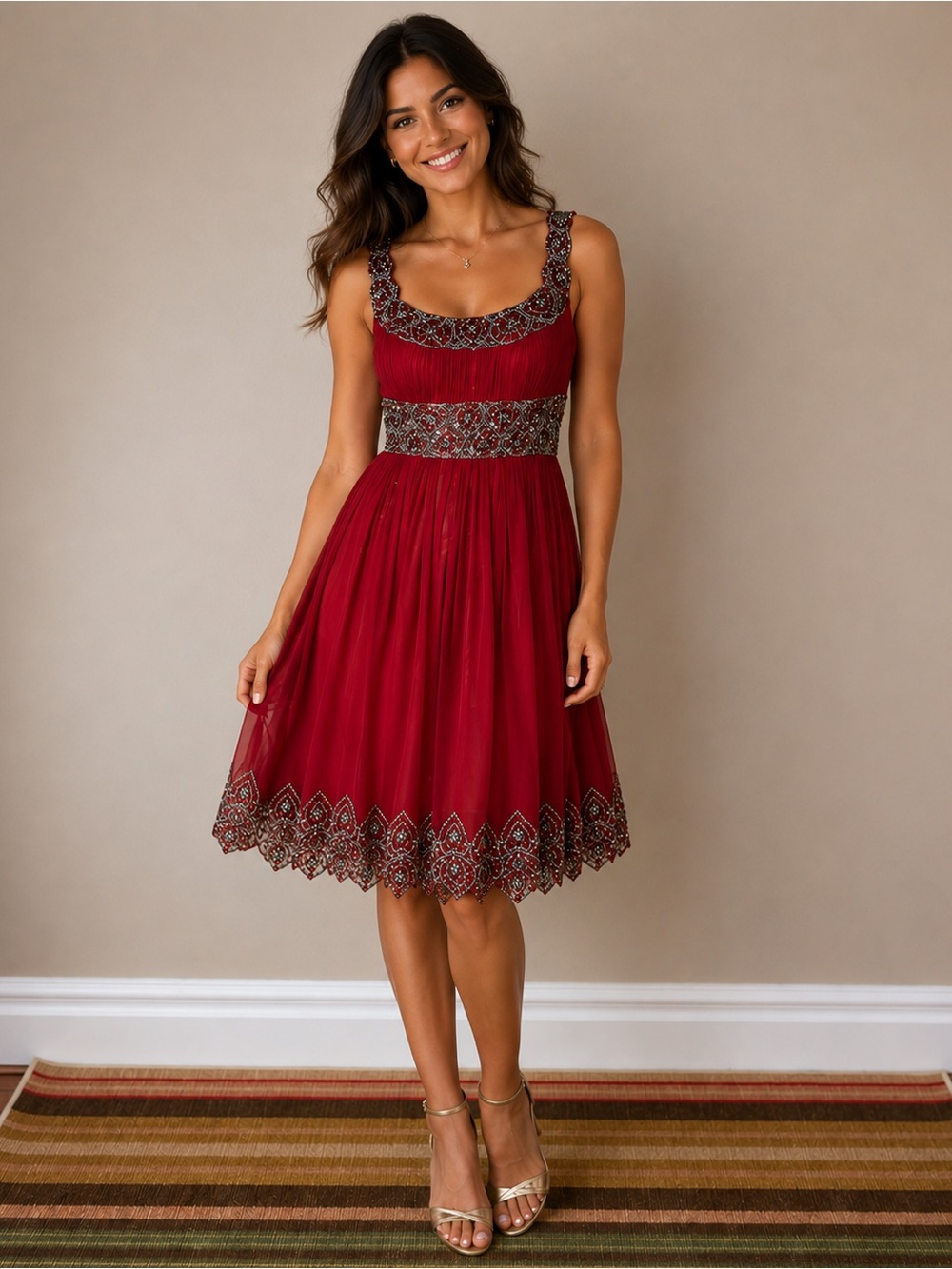 Adrianna Papell silk dress size 6 - see measurements
